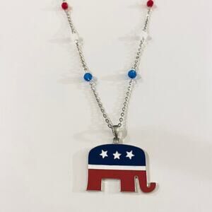 Republican Elephant Necklace and Earring Set